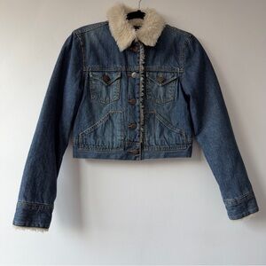 Aeropostale Denim Jacket with Cream Sherpa Trim